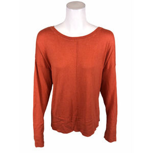 BROOKE SHIELDS Timeless Long-Sleeves Sweater with Center Seam Orange Small Size